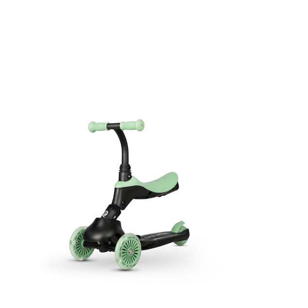 QPLAY Kolobežka / odrážadlo Sema Evo s LED svetlami Jade Green, vek 1 - 6 rokov, do 50 kg