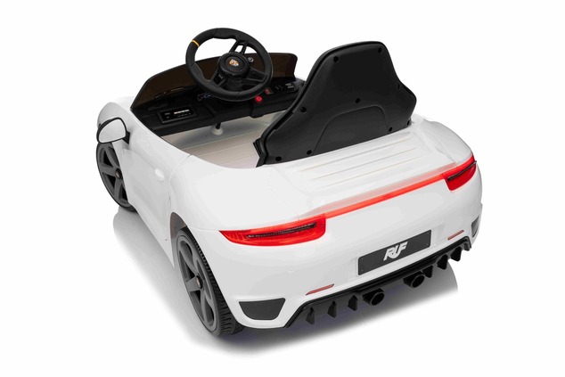 Elektrické autíčko RUF GT 12V, biele, Otváracie dvere, 2.4 GHz diaľkové ovládanie, LED sve