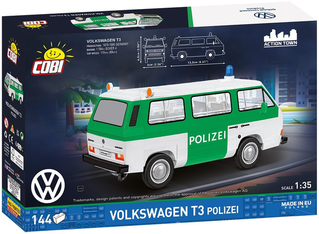 Cobi 24637 Volkswagen T3 Policie, 1:35, 144 k