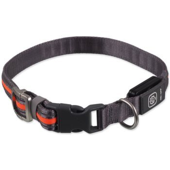 Obojok Dog Fantasy USB LED nylonový svietiaci M-L oranžový 2,5x45-65cm