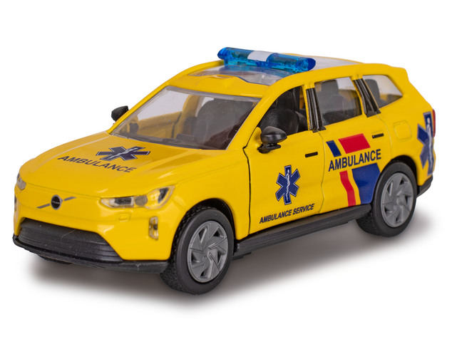 Kids Globe Traffic Volvo EX90 ambulanza NL 14cm metallo retrocarica a batteria luce,suono