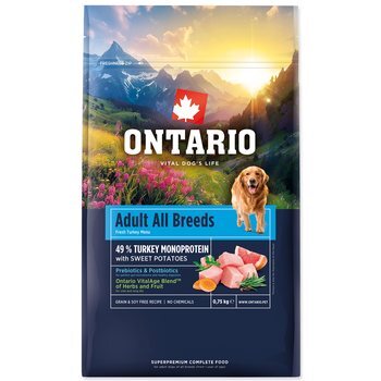 Krmivo Ontario Adult All Breeds Monoprotein Turkey &amp; Sweet Potatoes 0,75kg