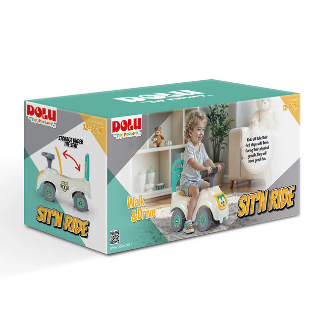 Dolu Odrážadlo auto s operadlom, biela
