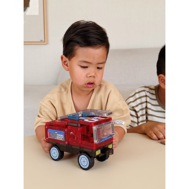 Cleverclixx – Ensemble de construction magnétique Fire Rescue Pack Intense - 39 pcs