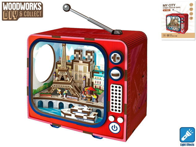 Kit de construction en bois Paris avec lumière, 98 pcs | Woodworks