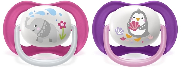 Philips AVENT Sucette Ultra air animal 6-18m fille 2 pcs
