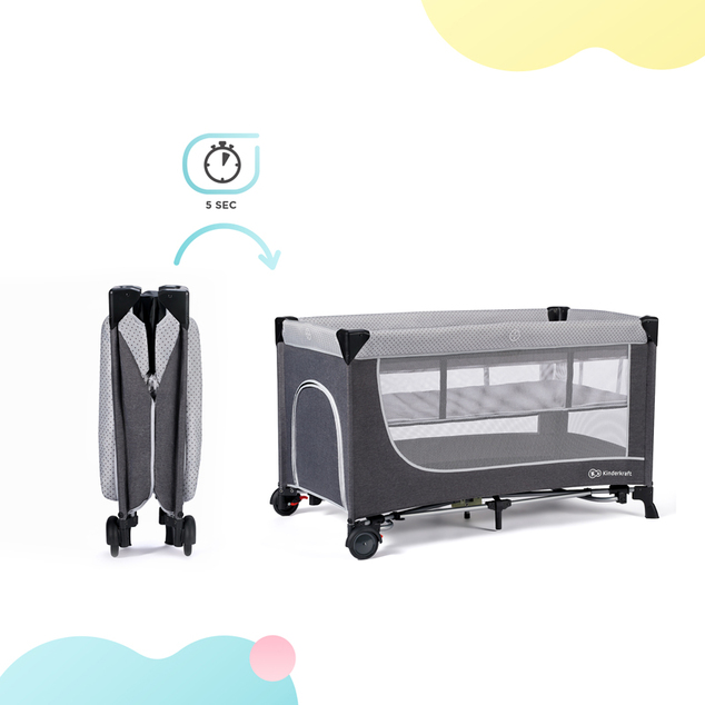 KINDERKRAFT Postieľka cestovná Leody Grey