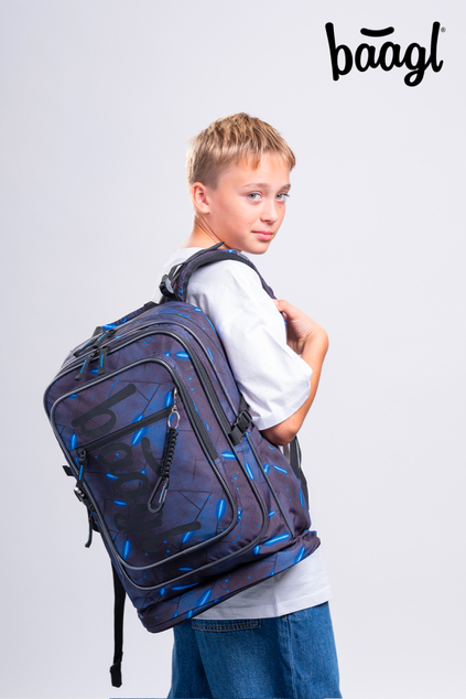 BAAGL SET 5 Cubic Flash: Rucksack, Federmäppchen, Beutel, Gürteltasche, Notebookhülle GRS
