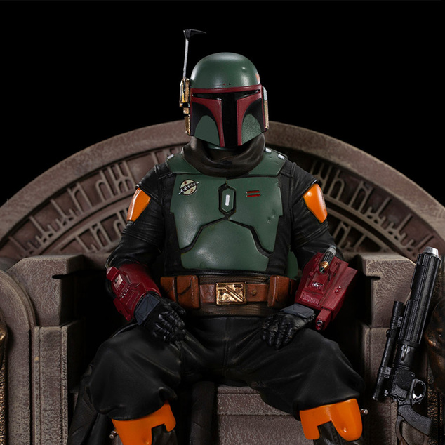 Iron Studios Star Wars: A Mandalorian - Boba Fett a trónon szobor Delux Art Scale 1/10