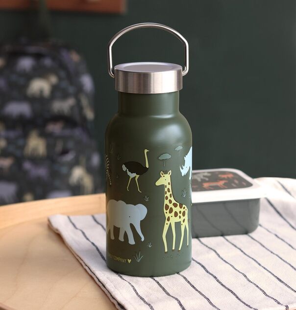 A Little Lovely Company - nerezová fľaša na pitie, 350 ml - zvieratá zo savany