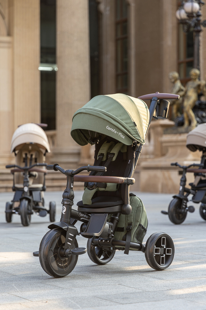 QPLAY Trojkolka Comfo Max Olive Green, 8 v 1, vek 10-72 mesiacov