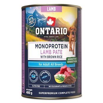 Konzerva Ontario Adult monoprotein jahňacie paté s hnedou ryžou 400g