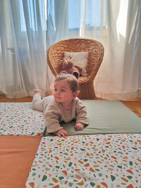 Tappetino da gioco pieghevole imbottito per bambini 3 in 1, Terazzo