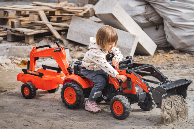 Falk šliapací traktor 2065N Kubota backhoe s predným bagrom a prívesom s otočným bagrom