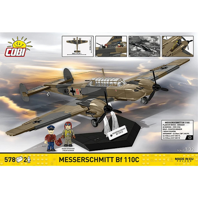 Cobi II WW Messerschmitt Bf 110C, 1:32, 573 p, 2 f