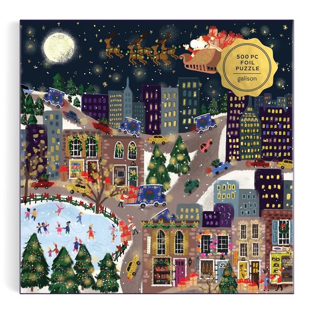 Galison Puzzle din folie Joy Laforme Orașul de Crăciun Presentville 500 piese