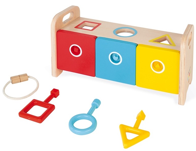 Janod vkladanie a triedenie s kľúčikmi a zámkami séria Montessori