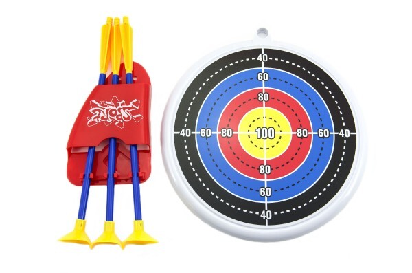 Kuše + šípy + terč plast 48cm