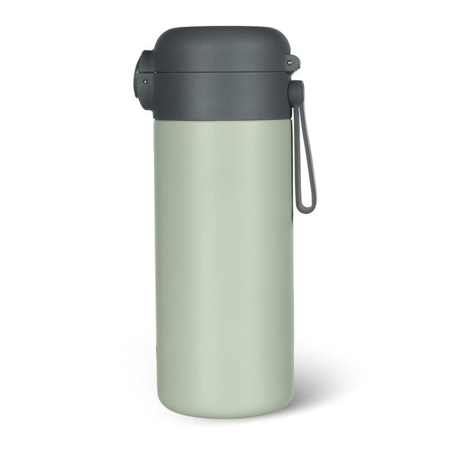 Termoska na tekutiny so slamkou a silikónovým držiakom 350 ml, Pistacio green