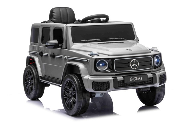 Auto elettrica Mercedes G580 12V, grigio, telecomando 2,4 GHz, Bluetooth, USB / S