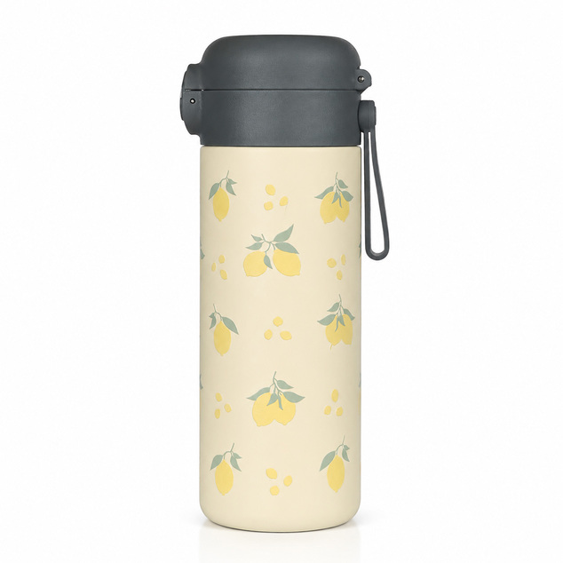 Termos pentru lichide cu pai și suport din silicon 350 ml, Limoncello
