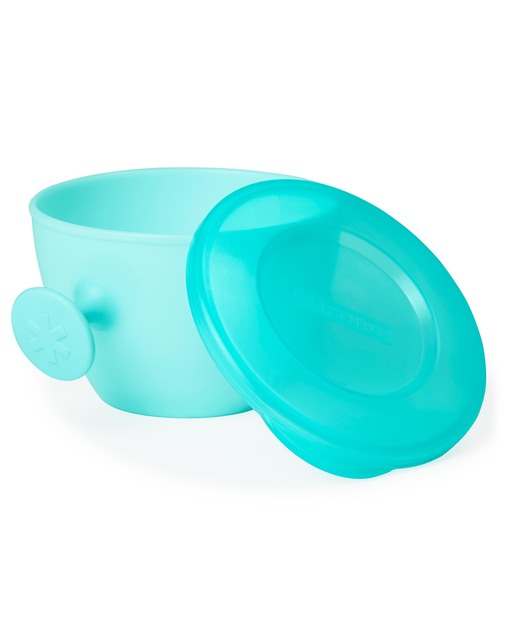 Misky s vrchnákom a držiakom Easy Grab Grey,Teal 2 x 240ml, 3m+