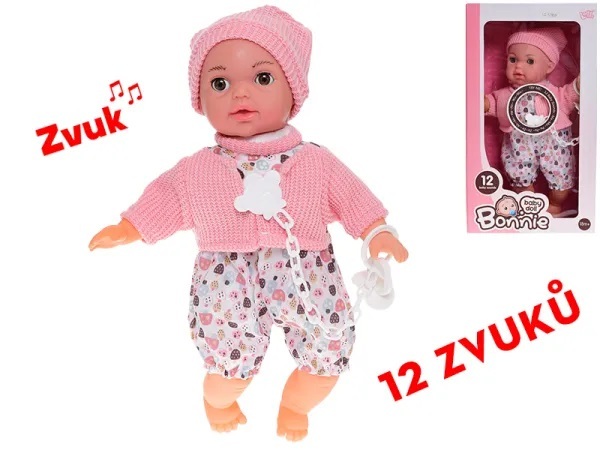 Bábätko 30cm žmurkacie mäkké telo na batérie 12zvukov s cumlíkom