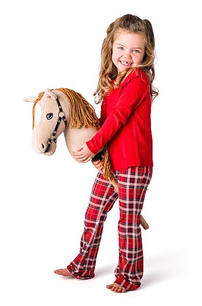 Hobby horse Gracia, béžová kobyla na tyči, šnúrková hriva