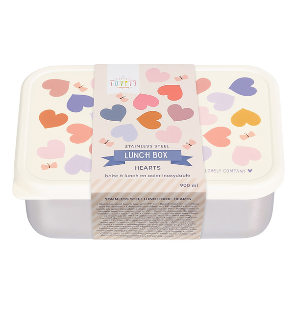 A Little Lovely Company - boîte à déjeuner en acier inoxydable avec couvercle en plastique - cœur