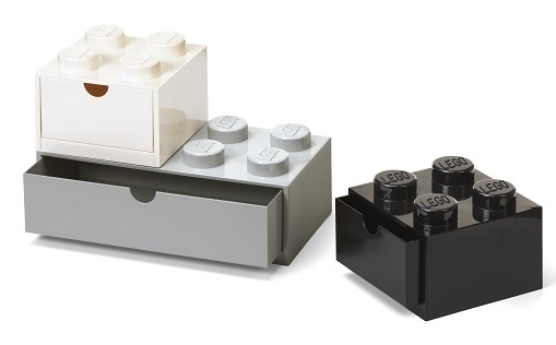 LEGO® stolné boxy so zásuvkou Multi-Pack 3 ks - čierna, biela, šedá