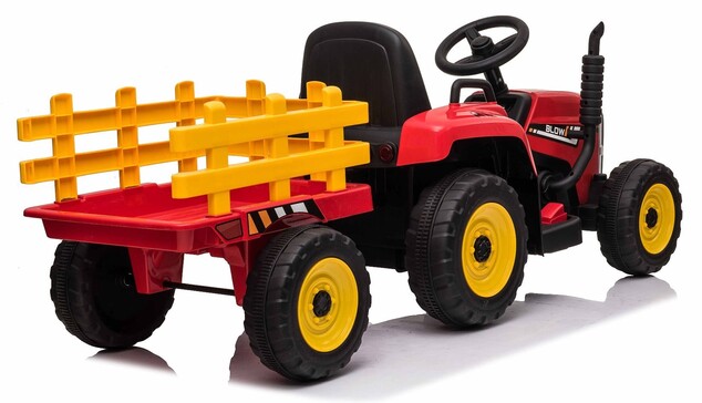Elektrický Traktor WORKERS s vlečkou, červený, Pohon zadných kolies, 12V batéria