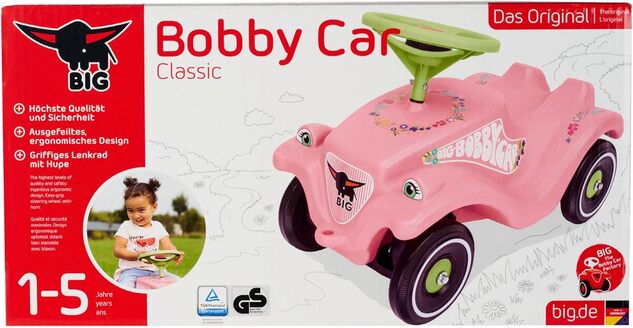 Big Auto izbacivač BIG BOBBY CAR CLASSIC roza sa cvijećem