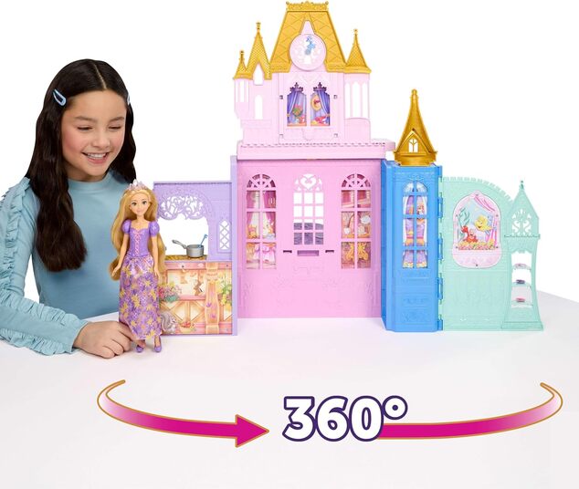 Mattel Disney Princess Baba Rapunzel és hordozható kastély