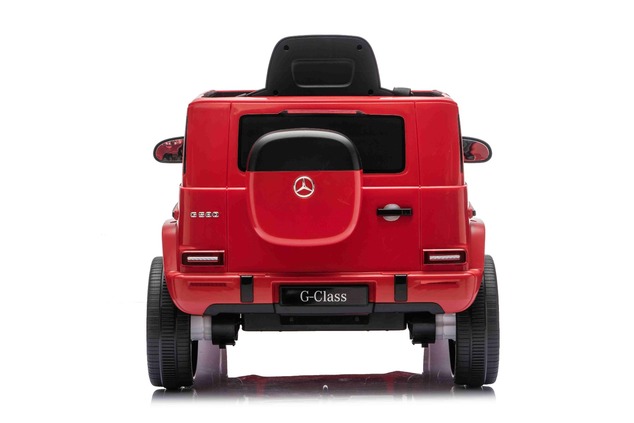 Auto elettrica Mercedes G580 12V, rosso, telecomando 2,4 GHz, Bluetooth, USB