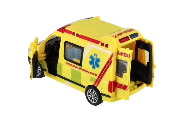 Auto záchranári, ambulancia plast 14,5 cm na batérie so svetlom, zvukom na zotrvačník