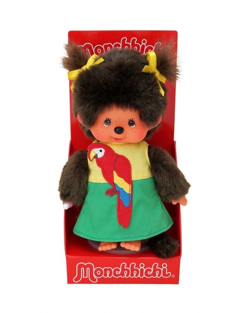 Monchhichi Mončiči dievča v šatách s papagájom 20cm