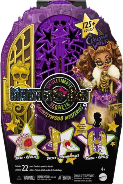 Mattel Monster High Skulltimate secrets Clawdeen Wolf, skriňa a príslušenstvo,19 prvkov