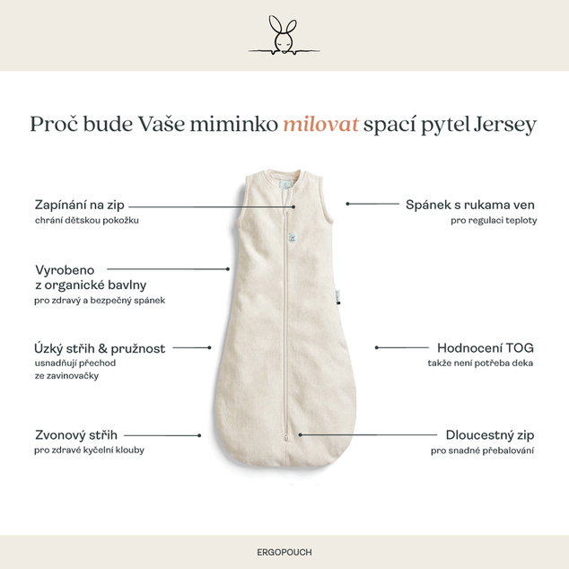 ERGOPOUCH Schlafsack aus Bio-Baumwolle Jersey Melody 8-24m, 8-14kg, 1,0tog