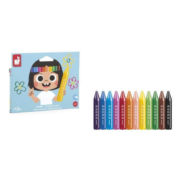 Janod Colorino Trojhranné voskovky 12 farieb