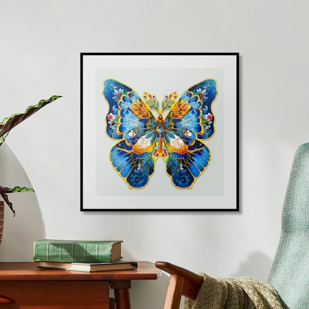 RoboTime Drevené puzzle motýľ Morpho Helena