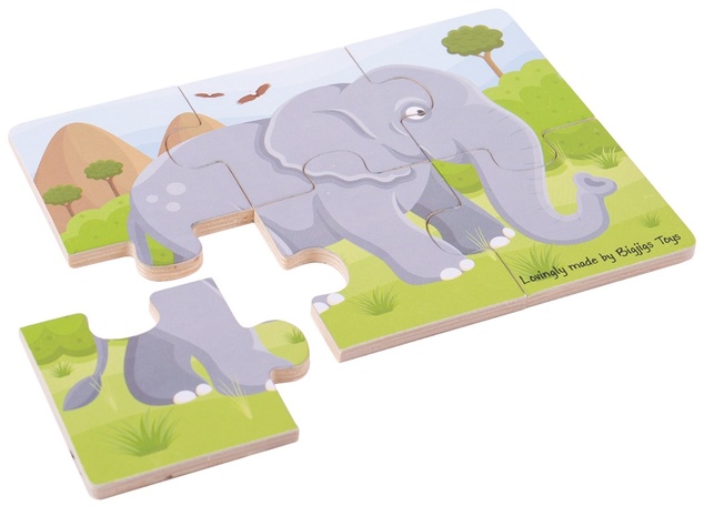 Bigjigs Toys Пъзел 3в1 сафари животни
