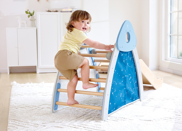 Hape Detská drevená preliezačka s rebríkom a šmýkačkou 4v1