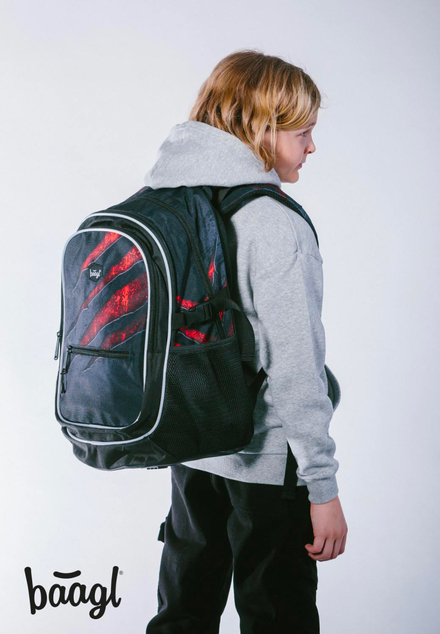 BAAGL SET 5 Core Lava: Rucksack, Federmäppchen, Beutel, Gürteltasche, Laptop-Hülle
