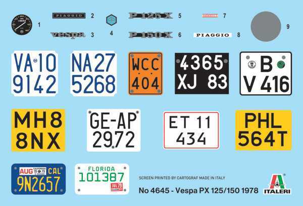 Model Kit motorno kolo 4645 - Vespa PX 125/150 1978 (1:9)