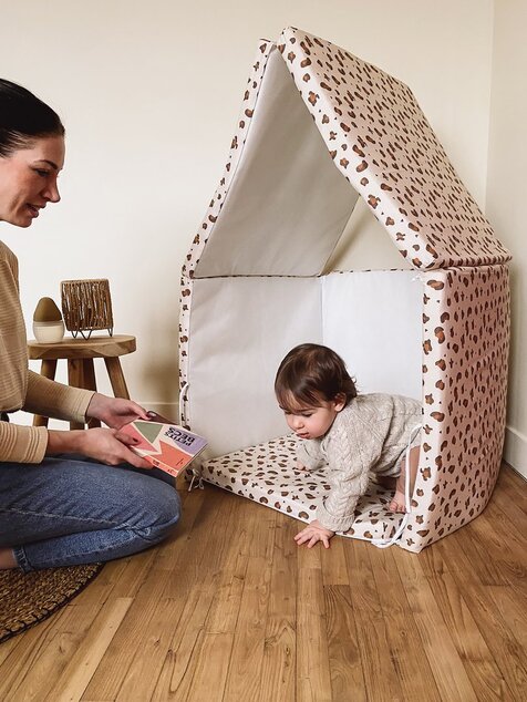 Tappetino da gioco pieghevole imbottito per bambini 5 in 1, Leopardo
