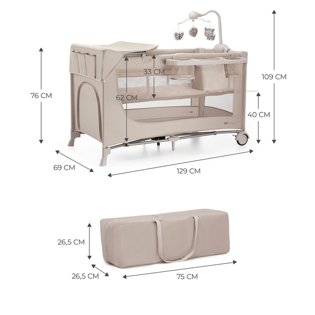 KINDERKRAFT Postieľka cestovná Joy 2 s doplnky Beige
