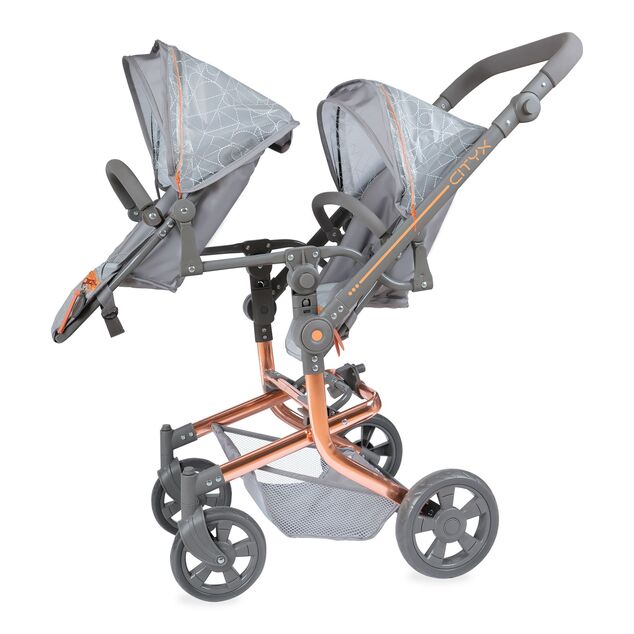 DeCuevas 90877 Carucior pliabil pentru papusi gemene cu rucsac CITY X - 91 cm