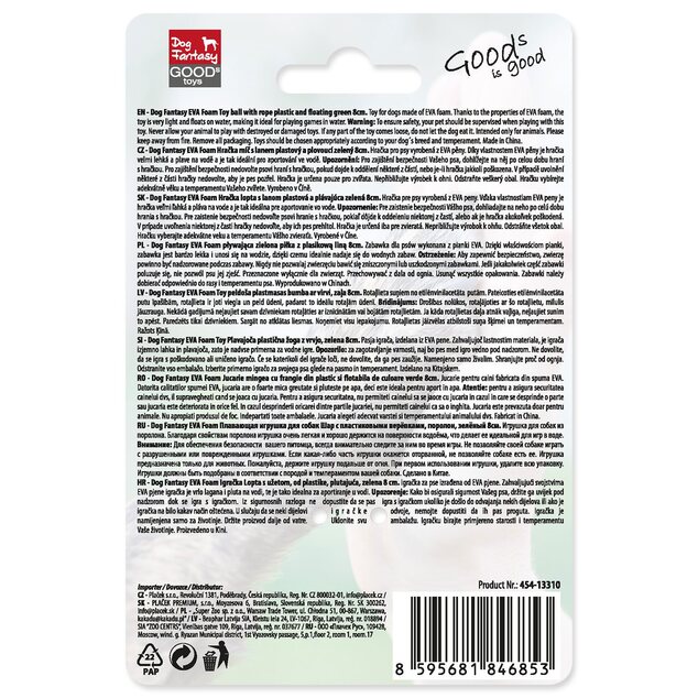 Spielzeug Hund Fantasy EVA-Schaumball mit Kunststoffseil, grün, 8 cm, schwimmend