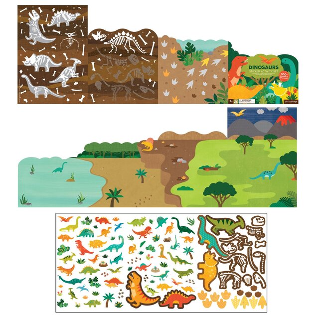 Petit Collage Samolepky na opakované použití se scénou dinosaurů