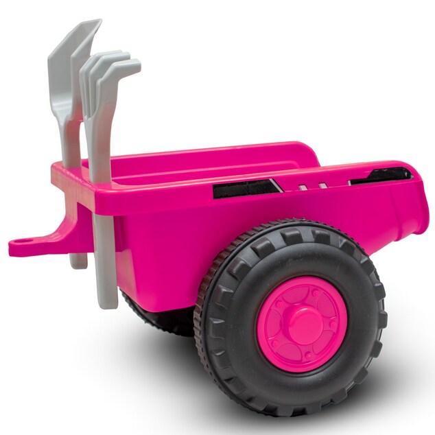 Detské odrážadlo traktor s vlečkou a náradim Baby Mix Benny ružové